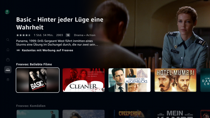 Die Freevee-Rubrik innerhalb von Prime Video (Screenshot: Golem.de)